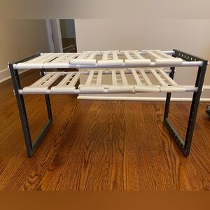 White and Gray Stackable Under Sink Organizer Kitchen Bathroom